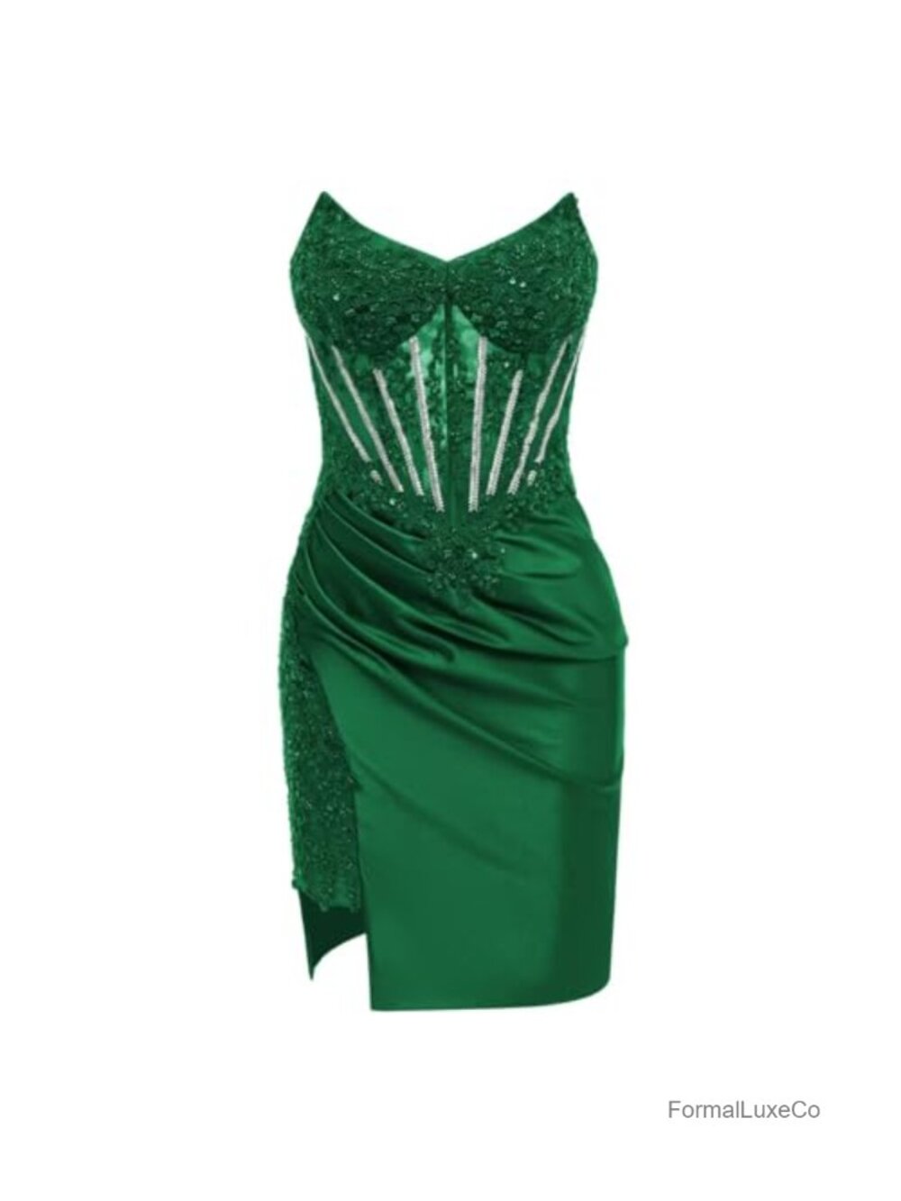 Satin Mermaid Homecoming Dress Lace Applique Corset Party